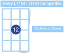 A4 Laser / Inkjet Labels - 12 Per Sheet
