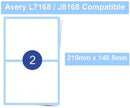A4 Laser / Inkjet Labels - 2 Per Sheet