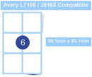 A4 Laser / Inkjet Labels - 6 Per Sheet
