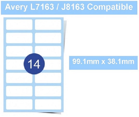 A4 Laser / Inkjet Labels - 14 Per Sheet
