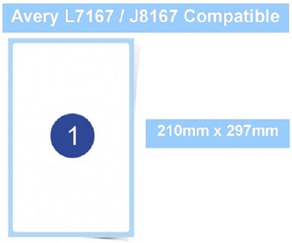 A4 Laser / Inkjet Labels - 1 Per Sheet