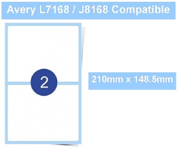 A4 Laser / Inkjet Labels - 2 Per Sheet